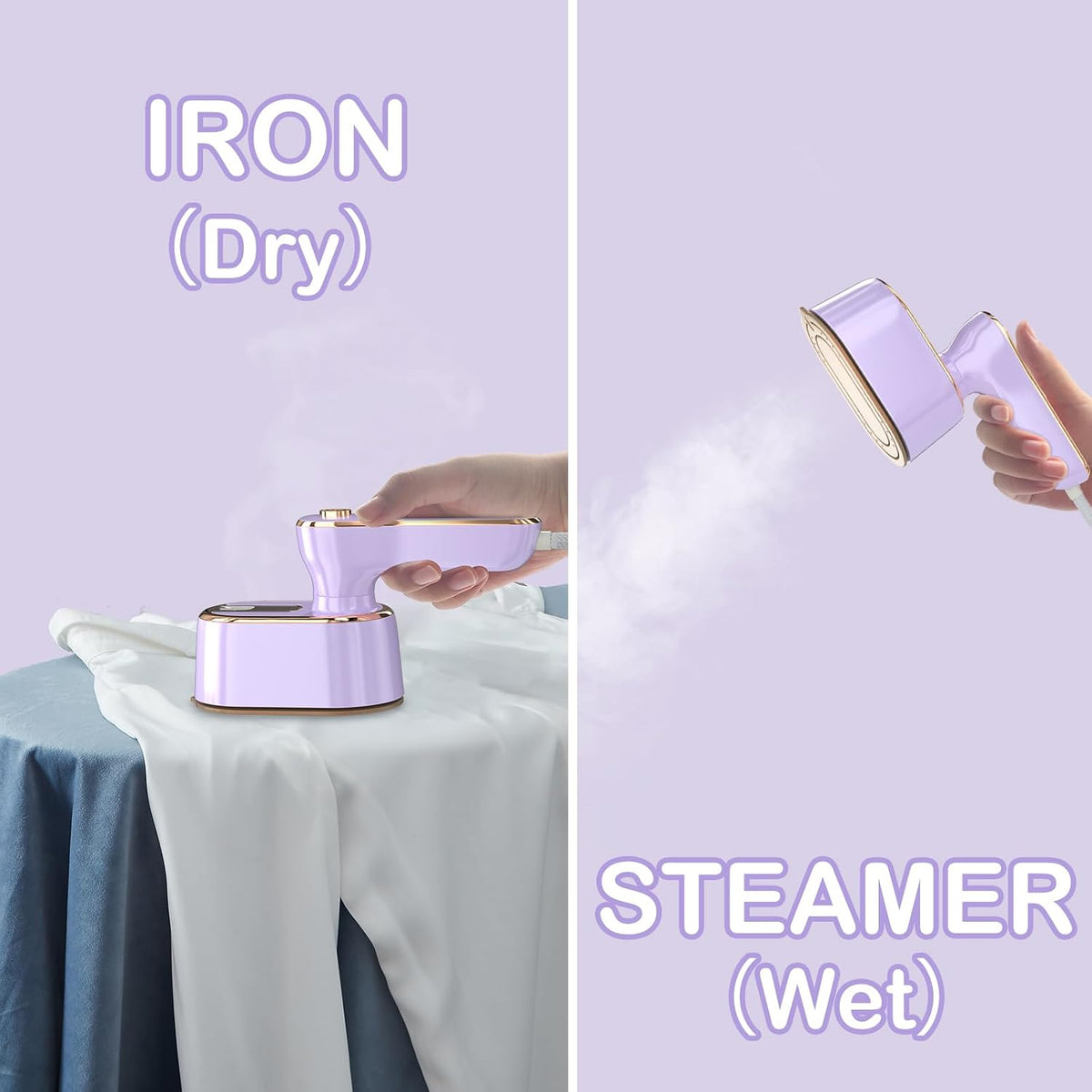 Purple: use it as a dry iron or a steamer